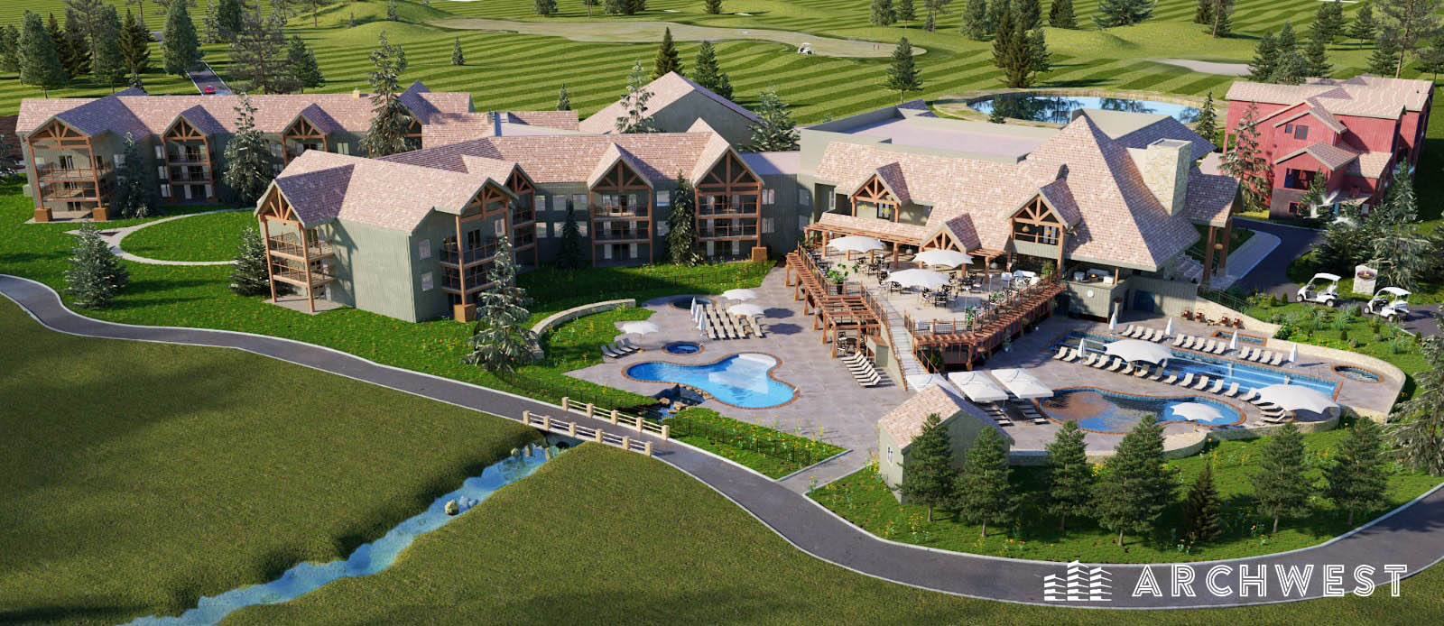 16. 3D Rendering of a Resort, Bozeman, Montana